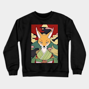 cool ukiyo-e fox design Crewneck Sweatshirt